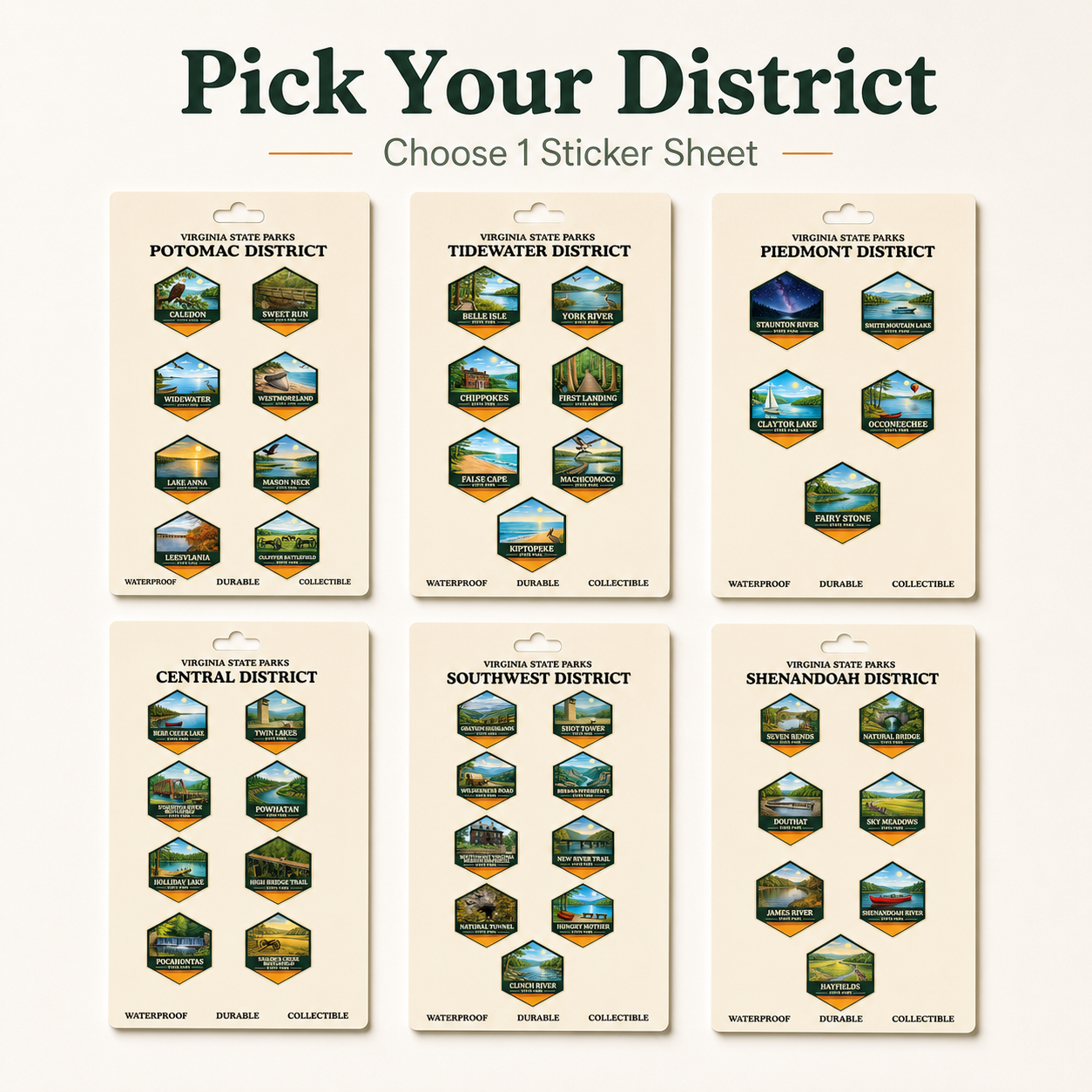 Extra State Parks Collector Sticker Sheet